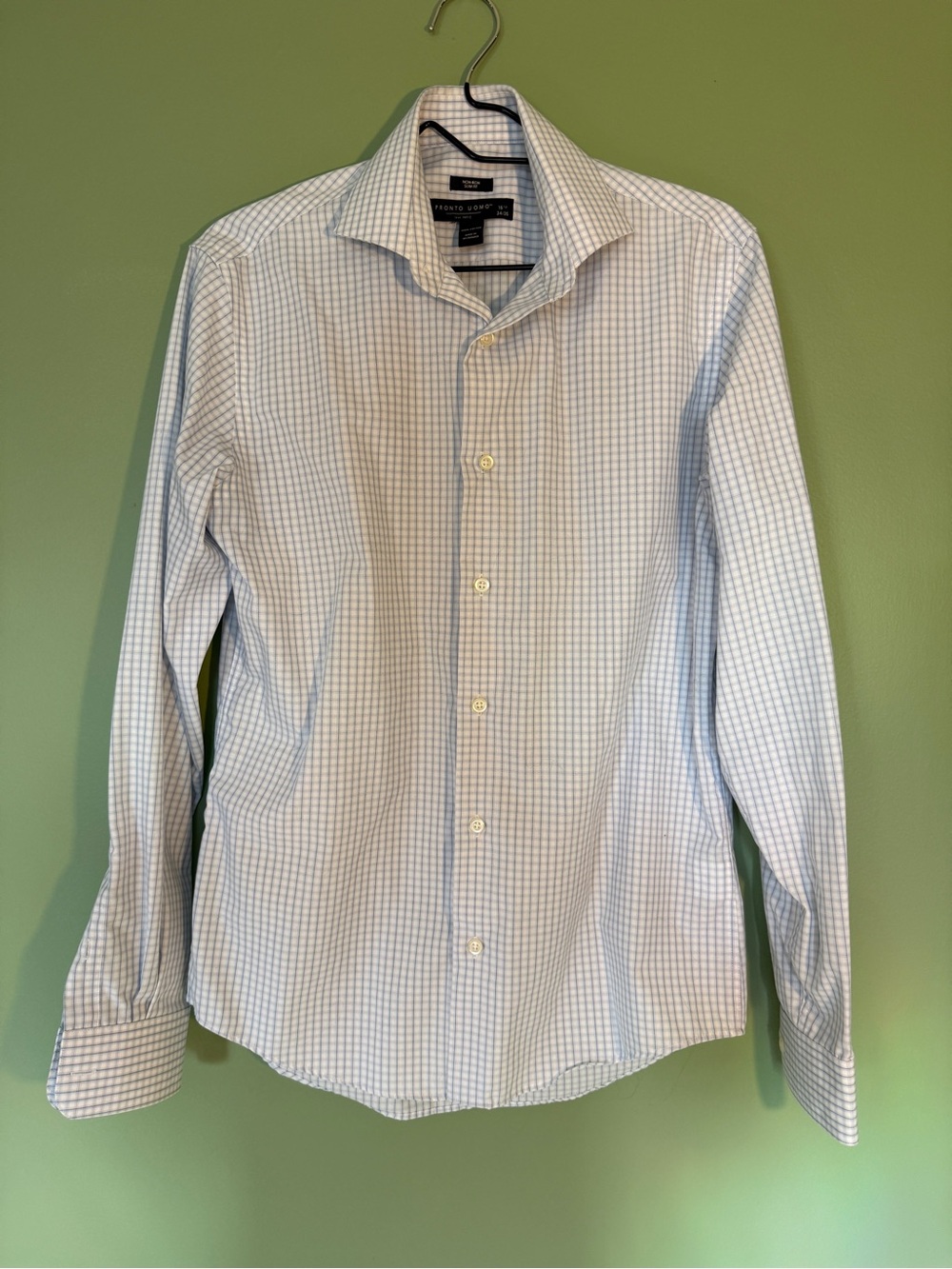 Pronto Uomo Light Blue Micro-Check Dress Shirt